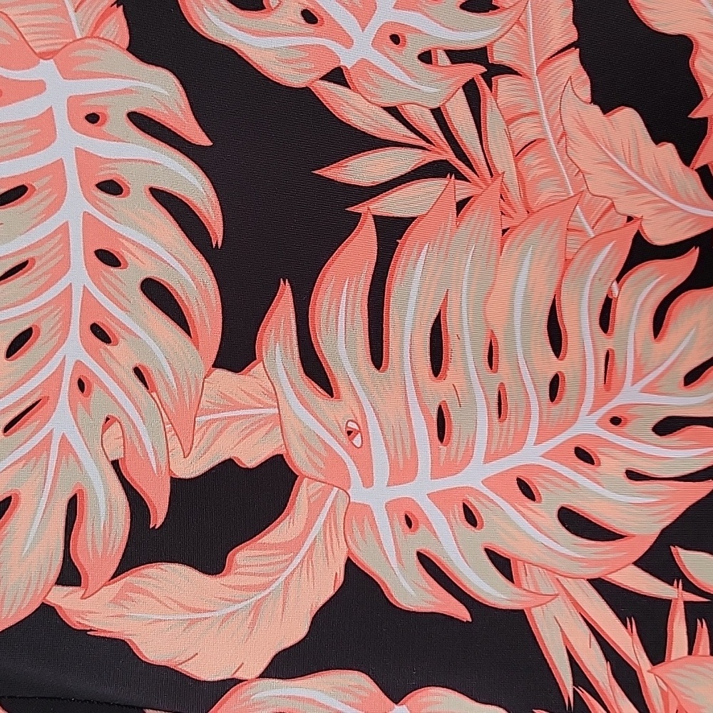 Departwest Royer Performance Polo In Black Coral Sz L Tropical Leaf Print - Picture 4 of 10